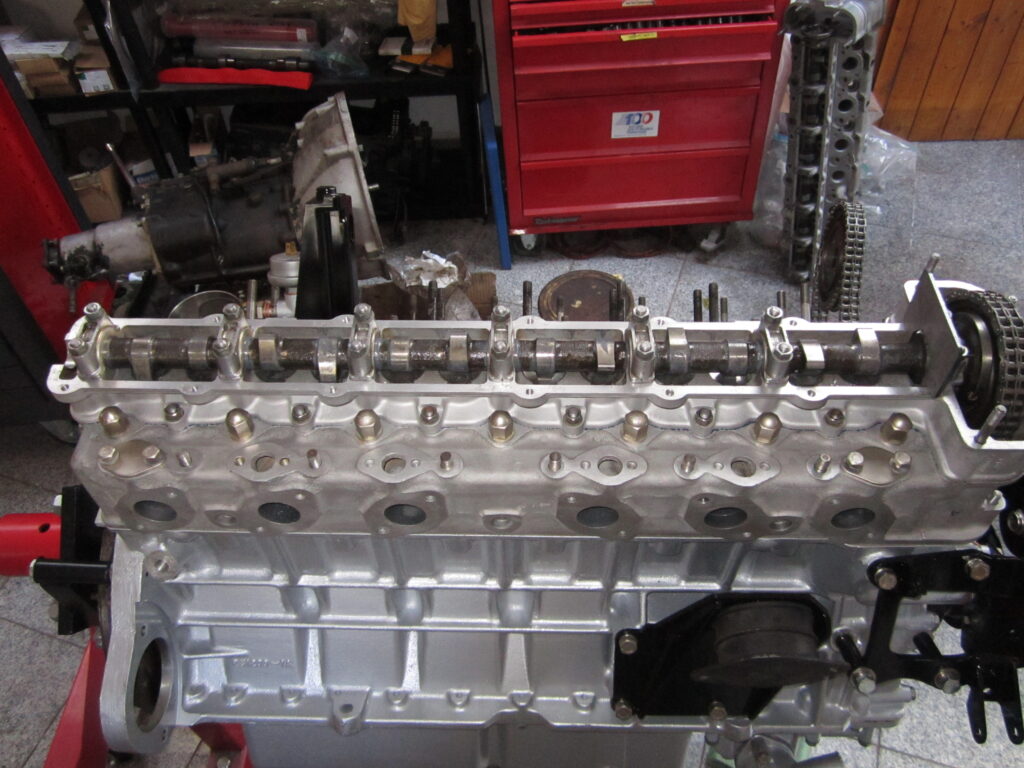 Jaguer E-Type engine. Side view.