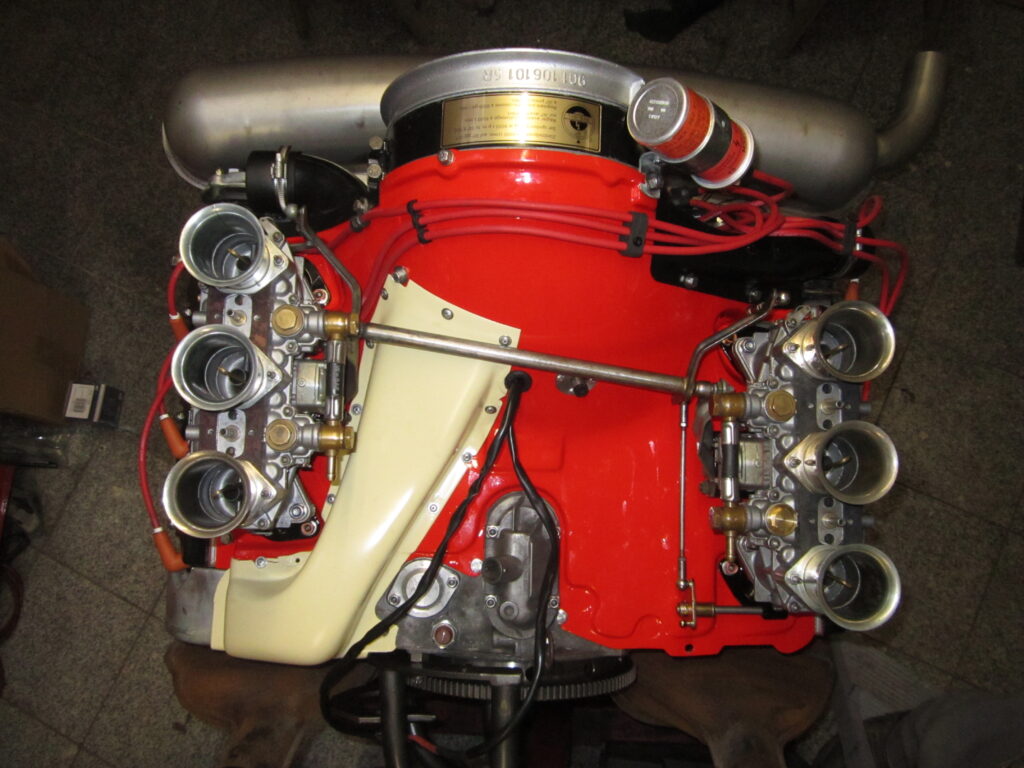 Porsche 911 engine. Top view of fully restored engine.